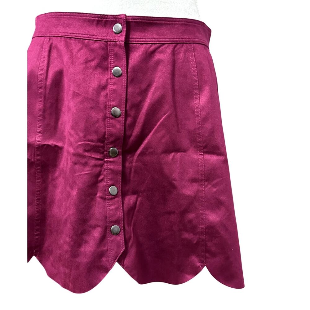 Red Camel Scalloped Button Front Mini Skirt Trendy A Line Festival Style XS Edgy - Picture 4 of 8